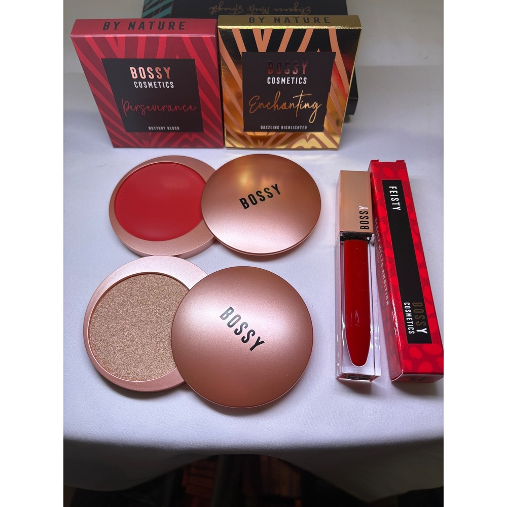 Lot of 3 Bossy Highlighter, Blush, Lip Gloss Made in Italy